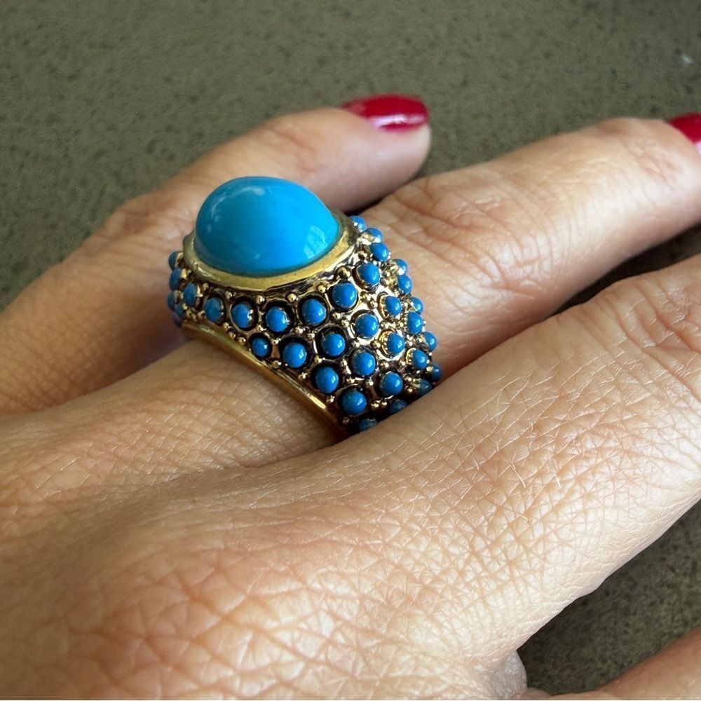 Bold Chunky Turquoise Cabochon Statement Rings - Picture 6 of 9